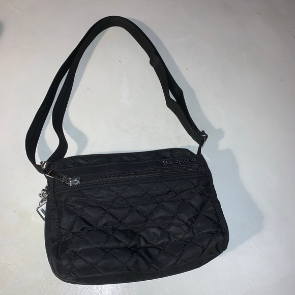 Women's Hedgren Black Quilted Crossbody Bag One Size with red Interior - Picture 3 of 16